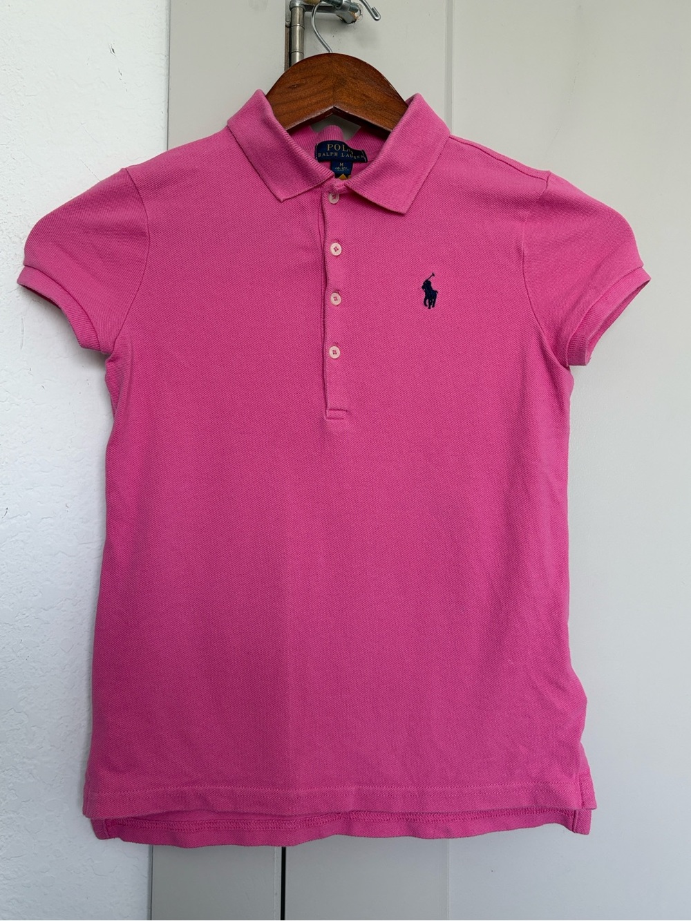 POLO RALPH LAUREN PINK 4 BUTTON POLO GIRLS MEDIUM